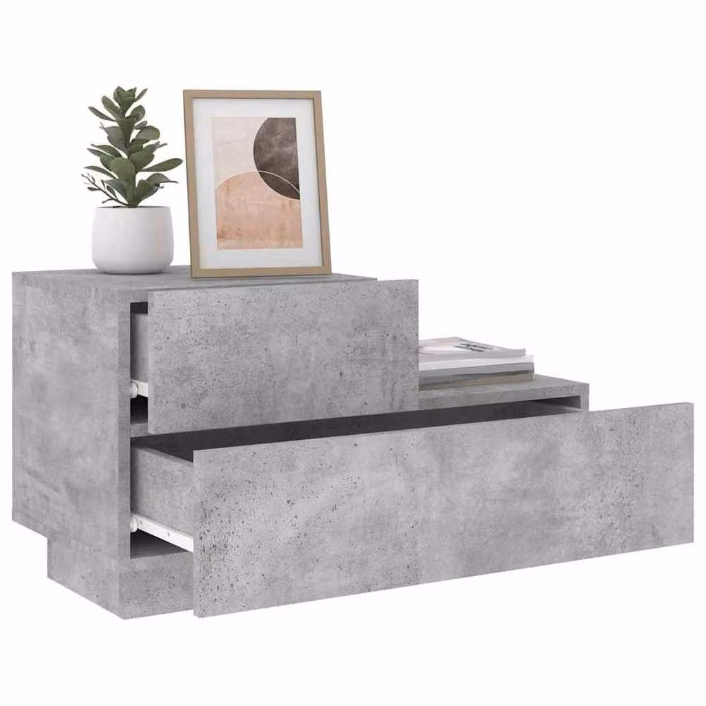 Berkfield Home Decorative Bedside Cabinet with Integrated LED Lights, Grey, W: 36 cm, D: 36 cm, H: 40.5 cm – 2