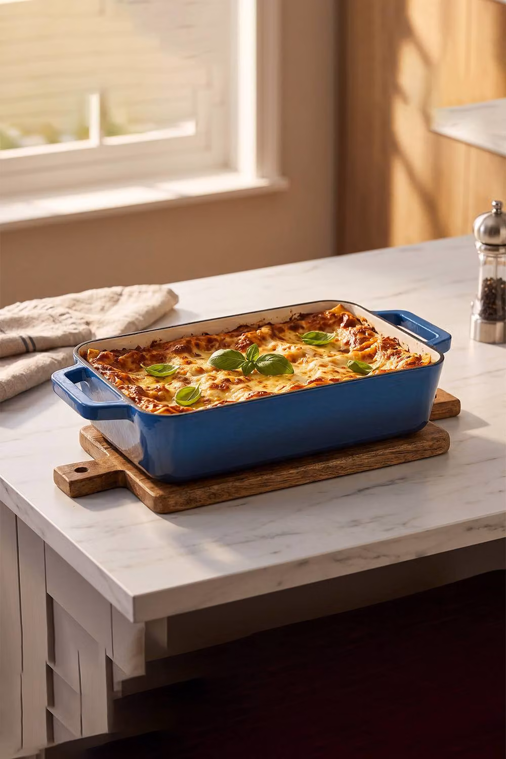 ExtraStar Enamelled Cast Iron Rectangular Casserole Dish with Handles in Blue – 4