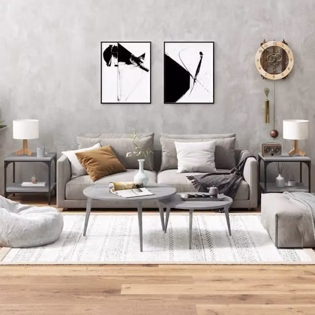 Berkfield Home Set of 2 Grey Sonoma Side Tables, W/D/H: 40 x 40 x 40 cm – 1