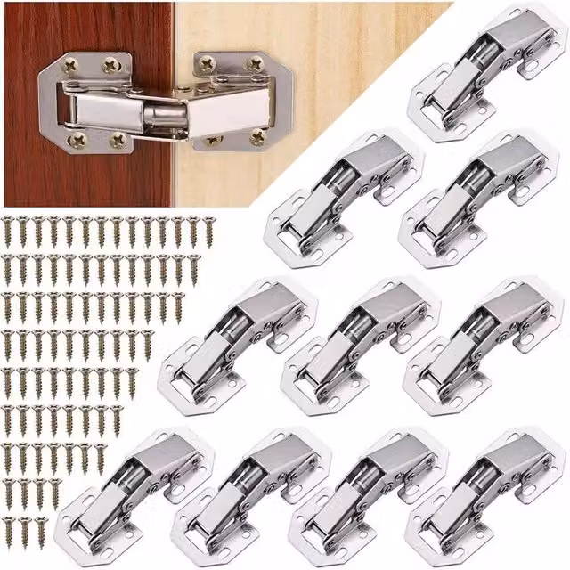 SPETLEK 10 Pack 90 Degree Damped Concealed Cup Kitchen Cabinet Hinges in Silver Chrome Steel