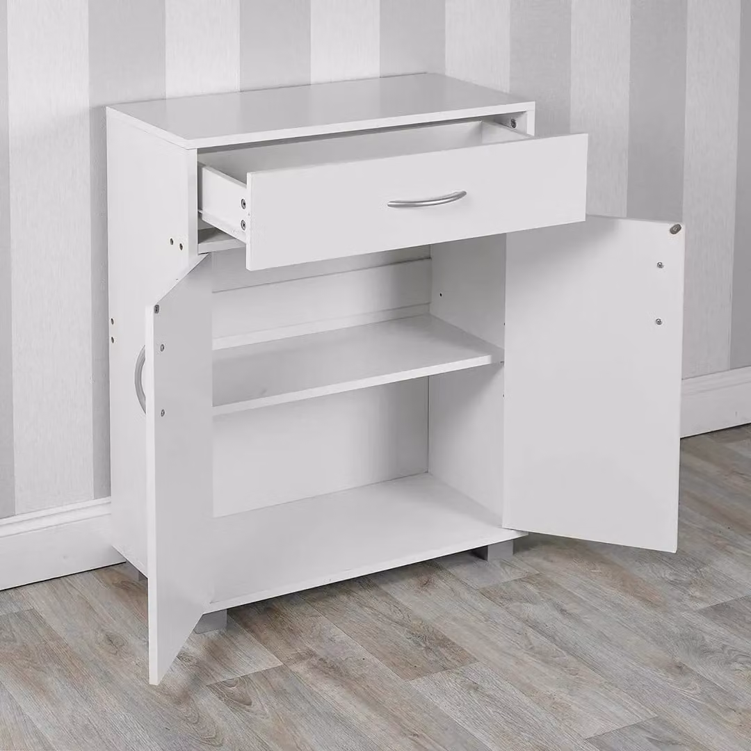 EONLION Small 2-Door Black Oak Wood Sideboard with Drawer and Modern Hallway Storage Cabinet – 3