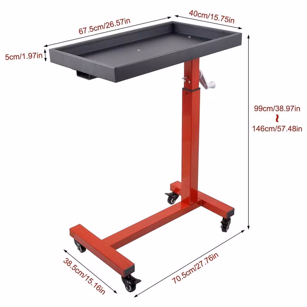 Nordara Red Adjustable Height Mobile Workstation Trolley with Lockable Wheels and 50kg Capacity – 2