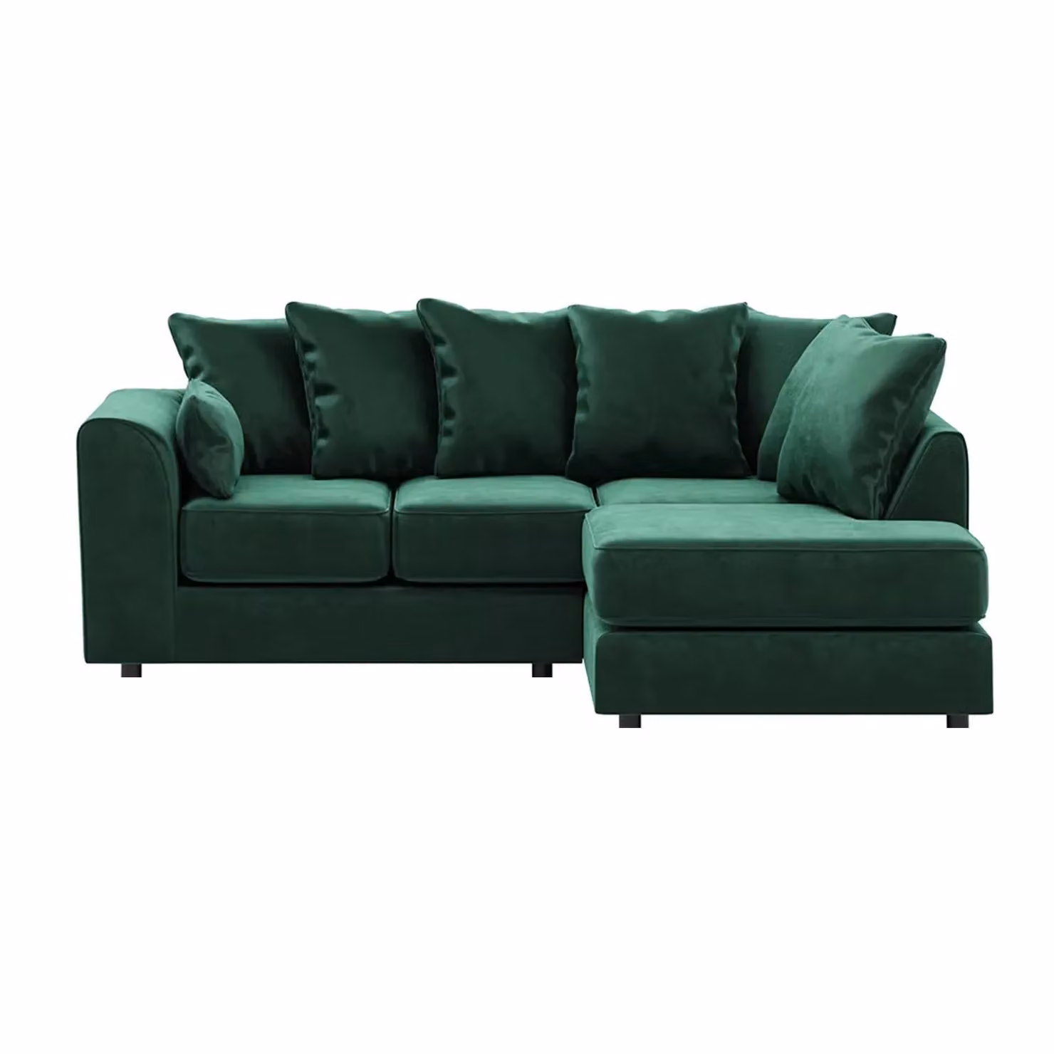 Furnishings For Less UK Brooklyn 3 to 4 Seater L Shaped Corner Sofa in Green Plush Velvet, Right Hand Facing – 2