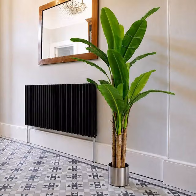 Leaf 180cm Artificial Banana Tree Tropical Plant with Silver Planter in Green