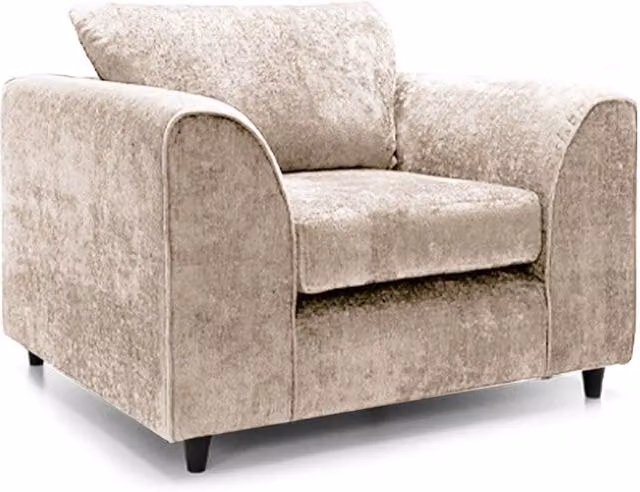 Furnishings For Less UK Monaco Single Seater Armchair in Beige Chenille Fabric with Curved Arms
