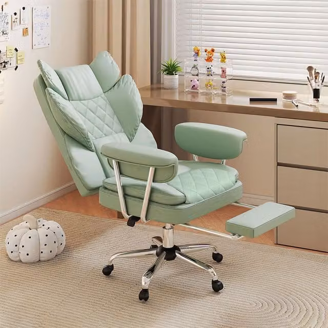 Levede Ergonomic Green Synthetic Leather Office Chair with Footrest and Headrest