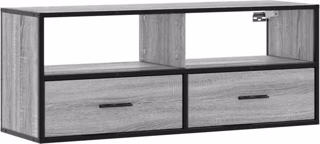 Berkfield Home Grey Sonoma TV Cabinet in Engineered Wood and Metal, W/D/H: 100 x 31 x 39.5 cm – 1