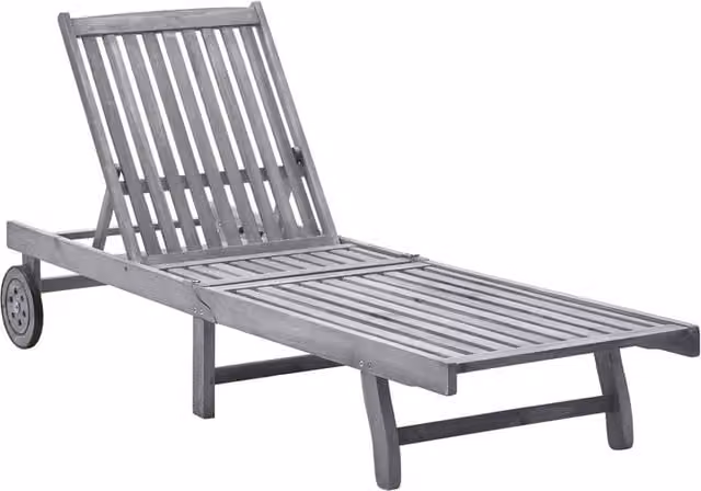 Berkfield Home Sun Lounger in Light Grey Solid Acacia Wood – 1