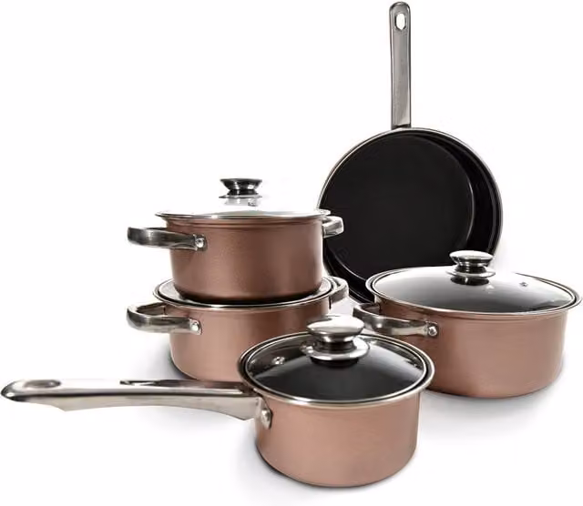 Carter & Clay 9 Piece Non-Stick Ceramic Cookware Set in Gold and Black – 1