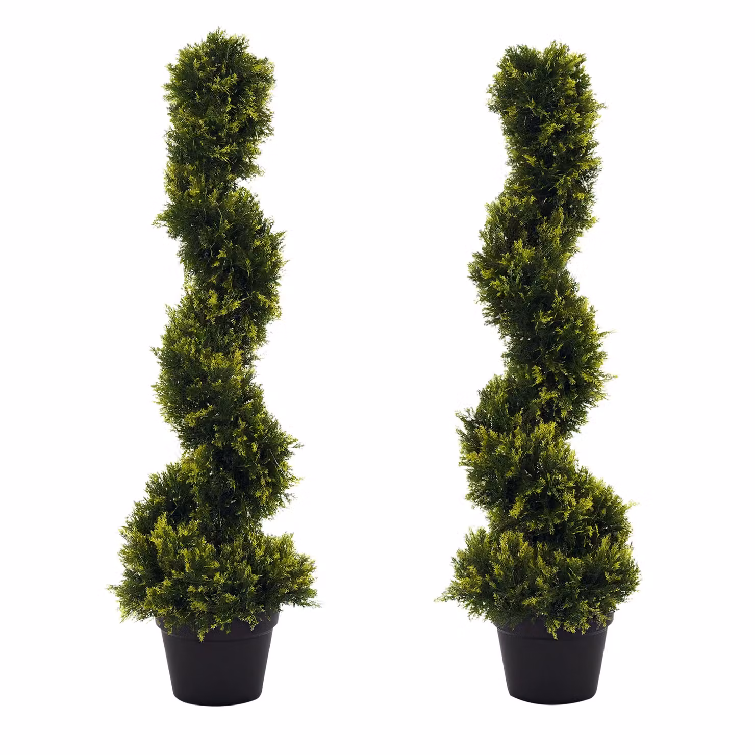 Outsunny Set of 2 Green Artificial Spiral Topiary Trees, Height: 90 cm – 2
