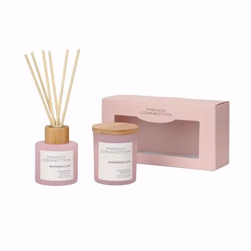 French Connection Pastel Range Strawberry Prosecco Candle 130g and Reed Diffuser 100ml Gift Set in Pink