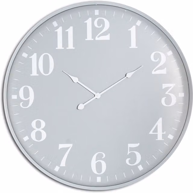 Love Lace Ashmount Large Round Analog Wall Clock in Grey and Black