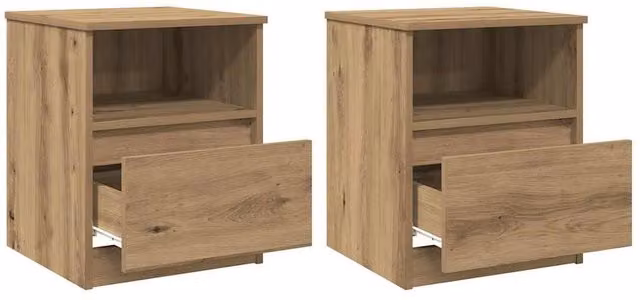 Berkfield Home Artisan Oak Bedside Cabinets, 2 Piece Set in Brown, W/D/H: 40 x 40 x 50 cm – 1