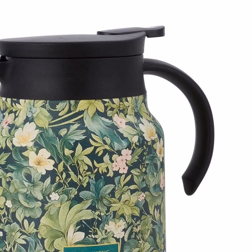 NESTLUNE Green Vintage Floral Pattern Insulated Stainless Steel Tea Thermos, 1000ml – 3