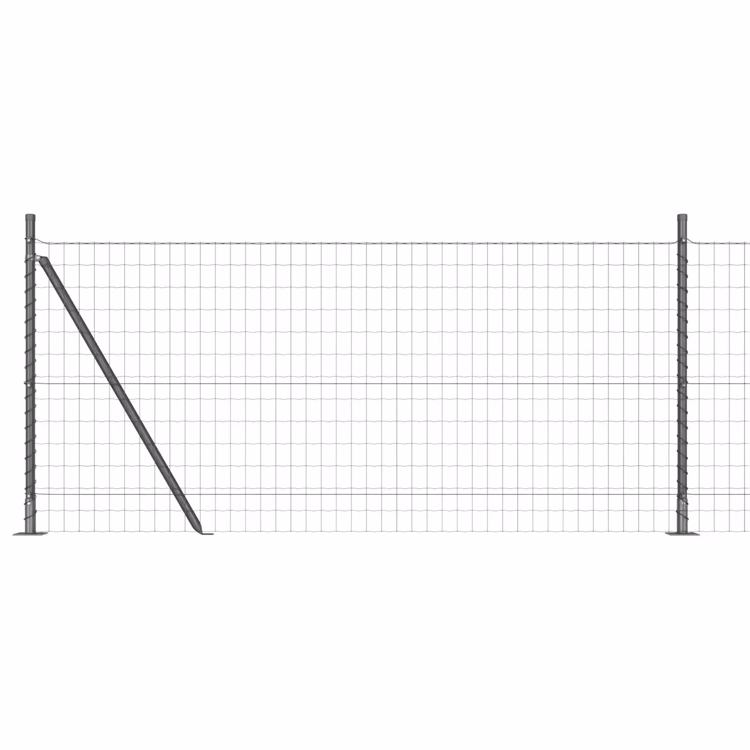Berkfield Home Euro Fence with 13 Flanged Posts, 1 x 25 m, Galvanised Steel in Silver/Grey – 2