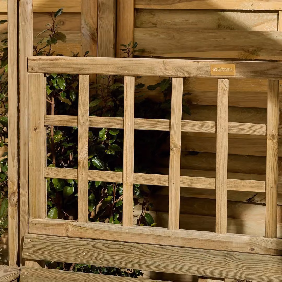 Rowlinsons Sherwood Garden Arbour in Brown Pine Wood, W: 161 cm, D: 66.5 cm, H: 211.5 cm – 7