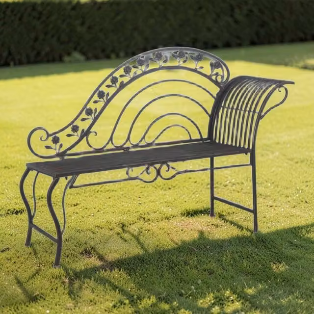 Minster Vintage Garden Bench in Brown with Antique Finish, W/D/H: 141 x 49 x 100 cm