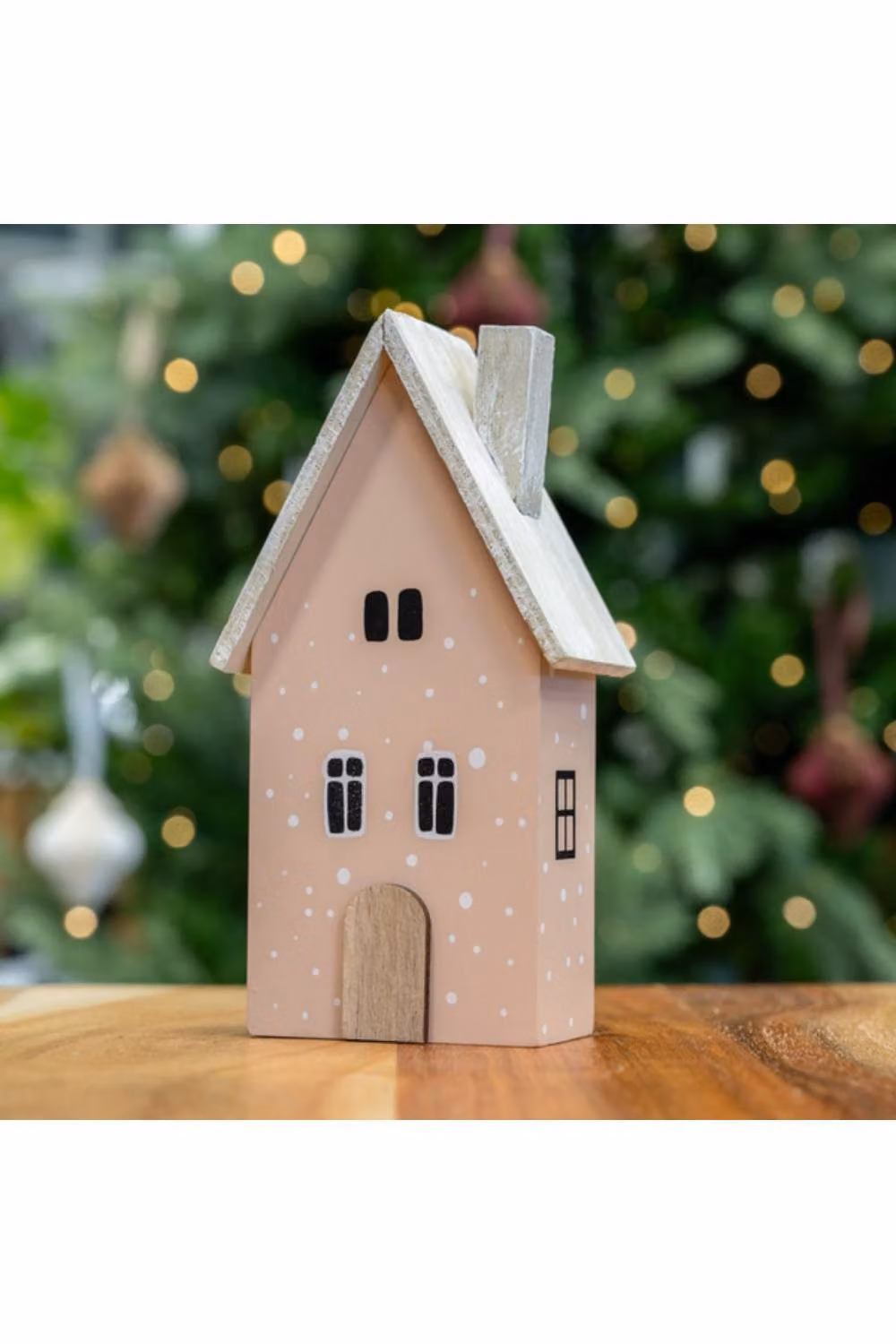 KDMD Pink Wooden Polka Dot House Tabletop Ornament – 2