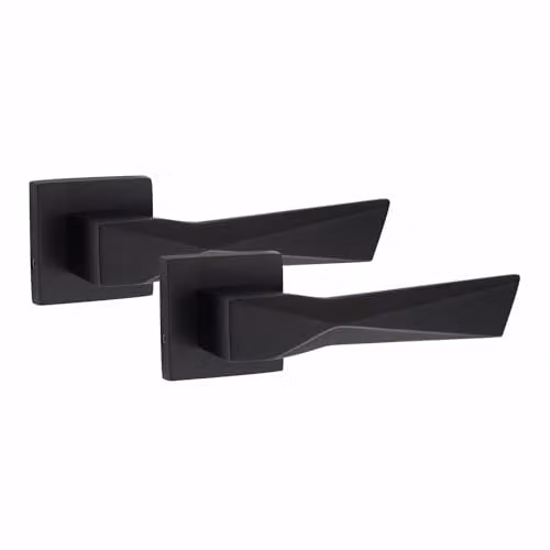 Golden Grace Aura Square Rose Door Handles in Matt Black Finish – 1