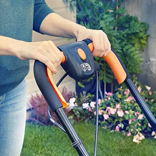 LawnMaster 1600W Orange Corded Hover Mower with Mulching Kit and Fixed Metal Blade, Cutting Width: 33 cm – 3