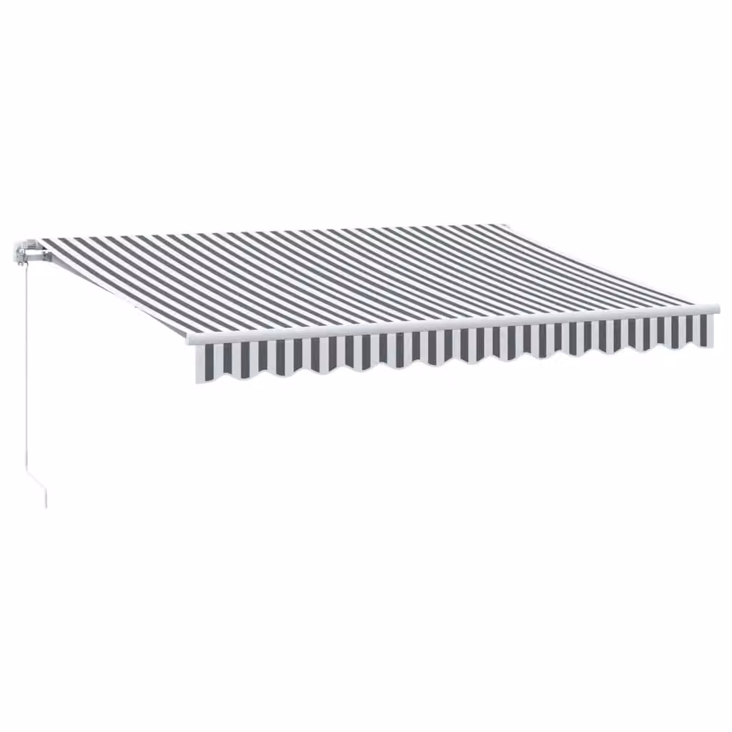 Berkfield Home Manual Retractable Folding Arm Awning in Anthracite and White, W: 350 cm, D: 250 cm – 2