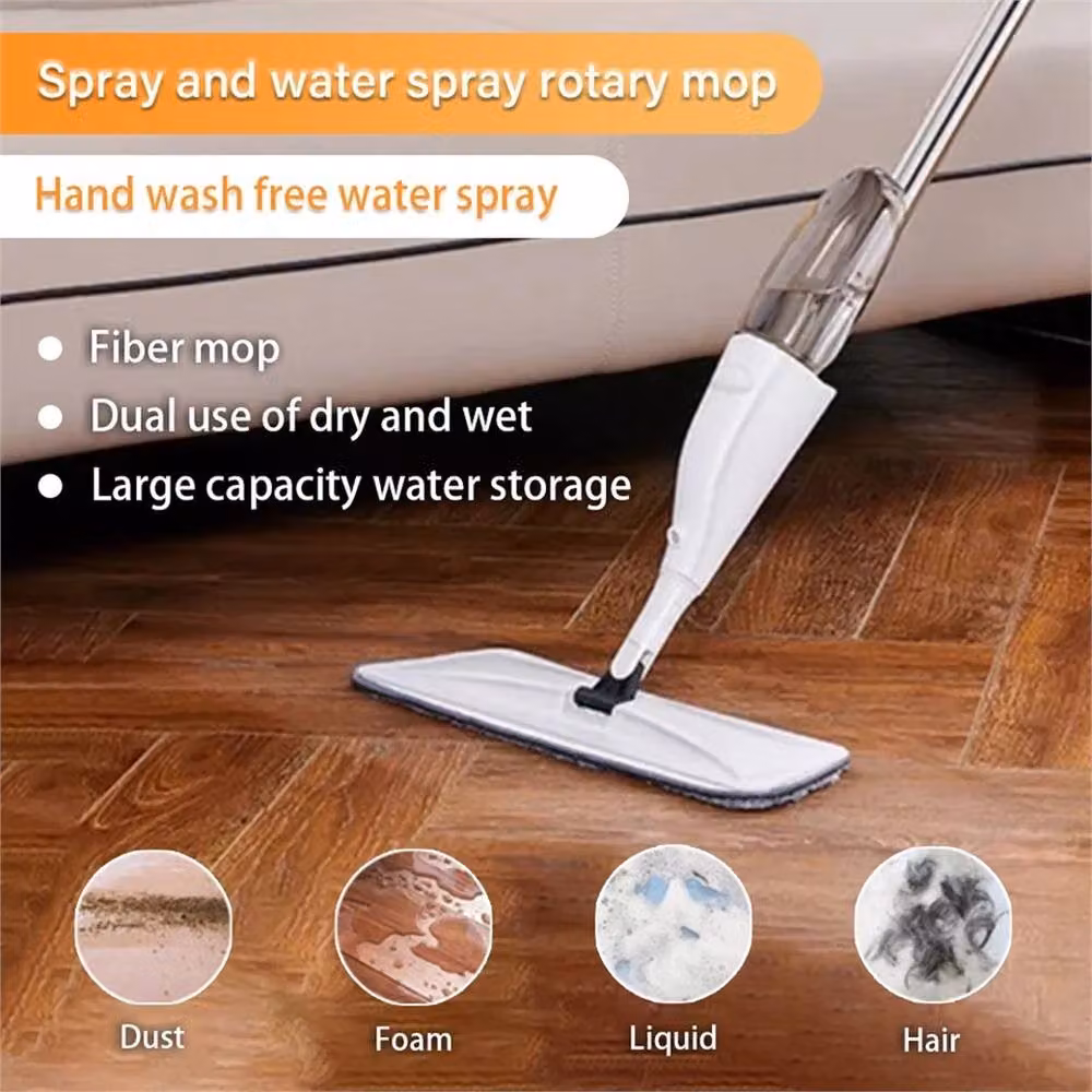 Nordara Wet and Dry Dual Use Water Spraying Floor Mop with Microfibre Replacement Pads, White, W/D/H: 100 x 60 x 4 cm – 4