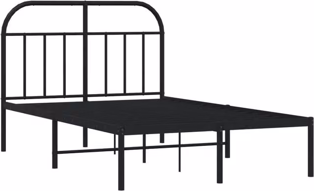 Berkfield Home Metal Bed Frame with Headboard in Black, Small Double 120 x 190 cm – 1