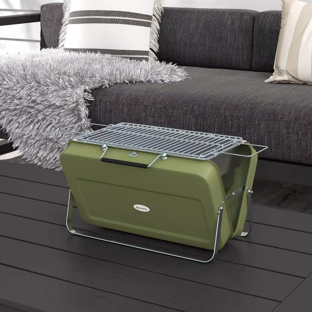Rolipo Metal Portable Tabletop Charcoal BBQ Grill, Green, W/D/H: 30 x 30 x 28 cm – 4