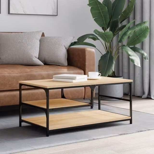 Berkfield Home Sonoma Oak Coffee Table in Brown, W: 90 cm, D: 49 cm, H: 40 cm – 1