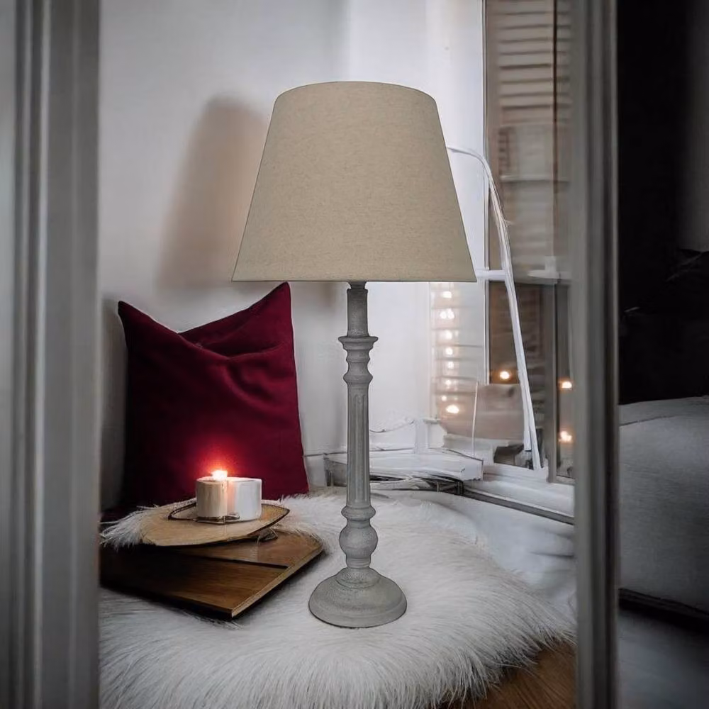 Minster Tabletop Lamp and Shade in Beige, W/D/H: 12 x 12 x 54 cm – 5