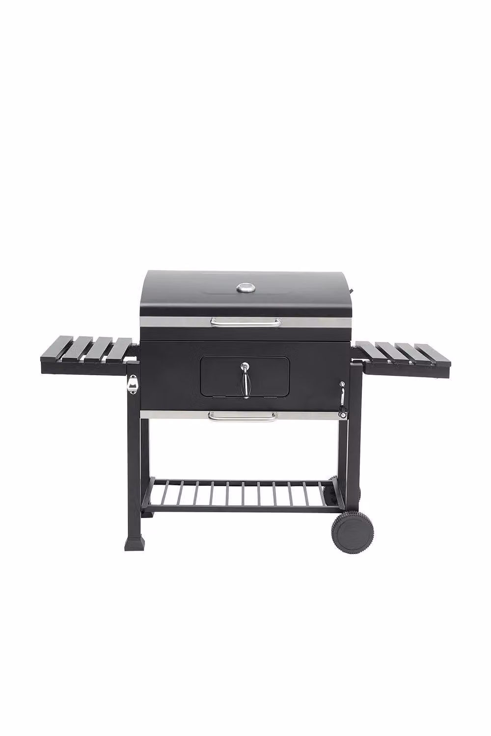 Garden Sanctuary Outdoor Patio Barrel Charcoal BBQ Grill with Side Table and Wheels, Black, H 108 x W 83 x D 40 cm – 2