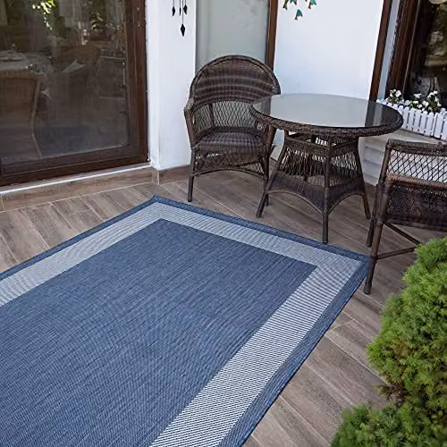 The Rugs Bordered Blue Indoor and Outdoor Rug, W/D/H: 160 x 230 cm – 2