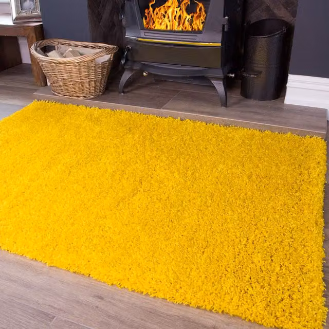 Kukoon Yellow Value Shaggy Living Area Rug, W/D/H: 135 x 135 x 3 cm – 1