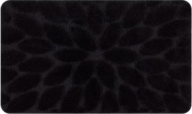 RugsX Black Rectangular Bath Mat, W: 50 cm, D: 80 cm, H: 1 cm