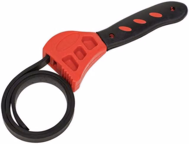 Loops 120mm Adjustable Strap Wrench with Soft Grip Handle for Oil Filter Removal, Red/Multicolour