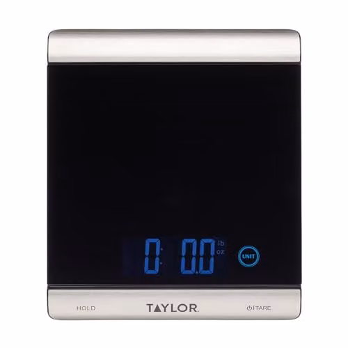 Taylor Pro Ultra High Capacity Digital Kitchen Food Scales with Tare Function, Black Glass and Stainless Steel, 15 kg Capacity – 2