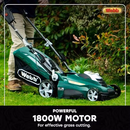 Webb Classic WEER40 Electric Rotary Lawnmower in Green and Black with 5 Cutting Heights, 40cm Cutting Width and 50L Collection Bag – 8