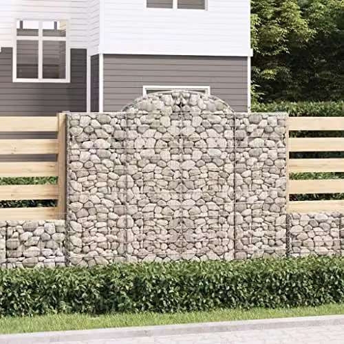 vidaXL Arched Gabion Basket in Silver Galvanised Steel, W: 200 cm, D: 30 cm, H: 160-180 cm – 2