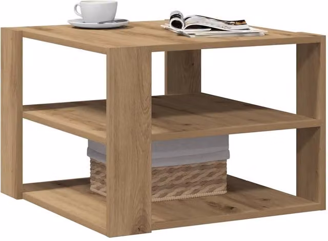 Berkfield Home Artisan Oak Coffee Table in Brown, W/D/H: 58 x 58 x 40 cm
