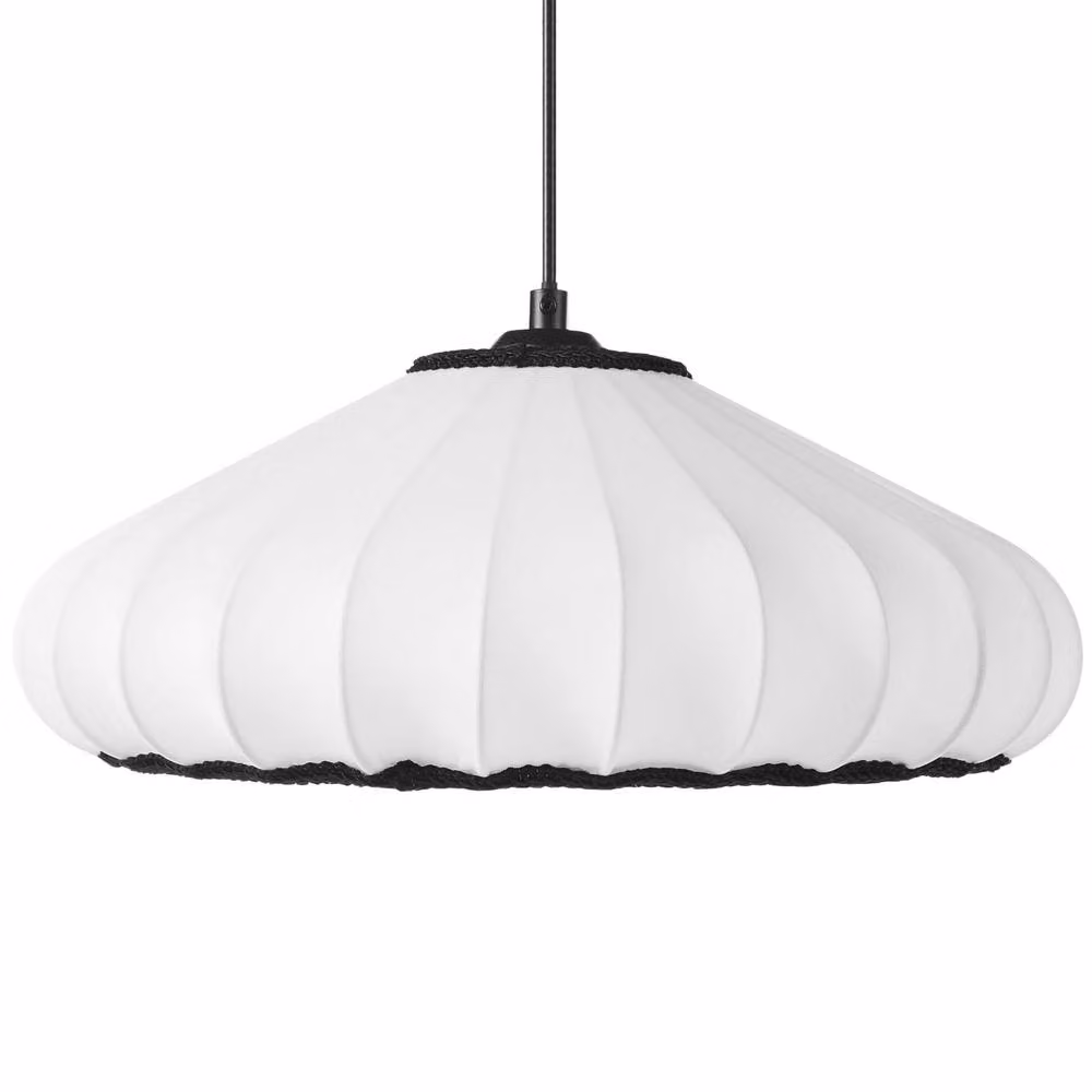 Wyld and Coco White Pleated Nylon Pendant Lamp with Black Trim – 2