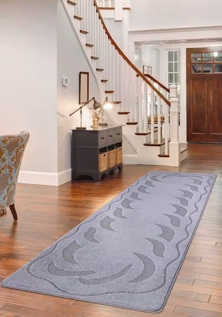 Smart Living Ovalack Non-Slip Machine Washable Hallway and Kitchen Door Mat, Grey, W: 50 cm, D: 80 cm