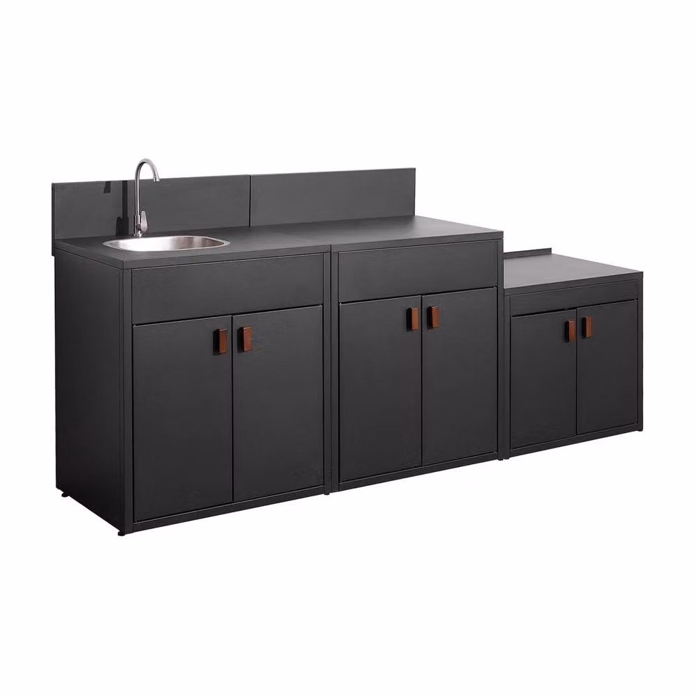 sweeek Outdoor Kitchen with 3 Stainless Steel Modules in Black – 2