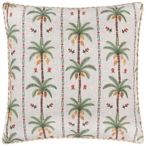 Wylder Tropics Okara Palm Printed Polyester Filled Square Cushion, Multicolour, W/D/H: 45 x 45 x 45 cm