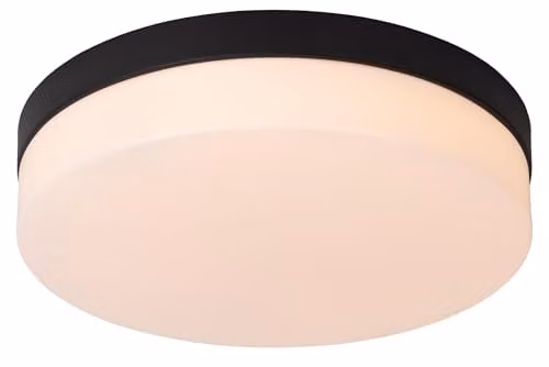 Lucide Biskit Modern LED Ceiling Light for Bathrooms, Black, Diameter: 28 cm, with Motion Sensor and IP44 Rating
