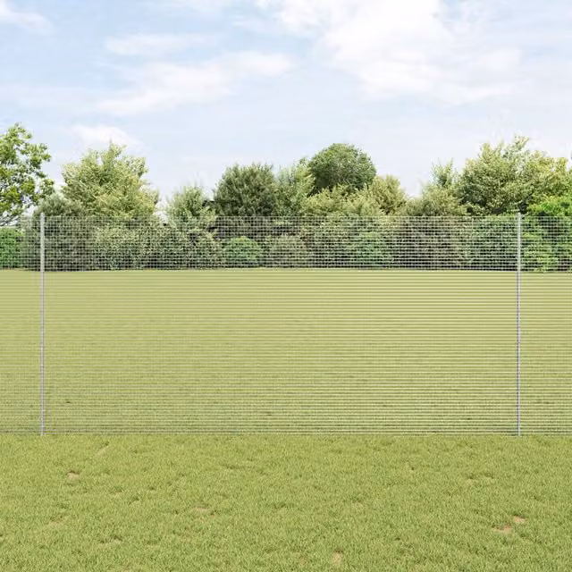 Berkfield Home Galvanised Steel Welded Wire Fence with 10 U-Profile Posts, Silver, W: 140 cm, L: 10 m – 1
