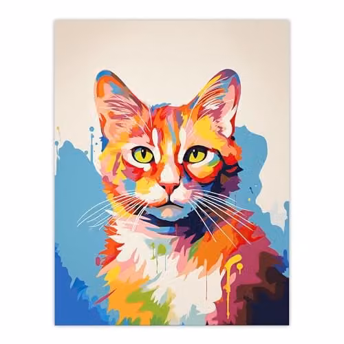 Artery8 Ginger Cat Portrait Unframed Paper Poster Wall Art Print, Multicolour – 1