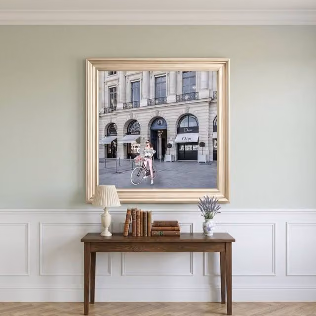 HOME LUXE INTERIOR Dior Joaillerie Champagne Step Frame Wall Art in Khaki and Beige, W/H: 70 x 70 cm – 1