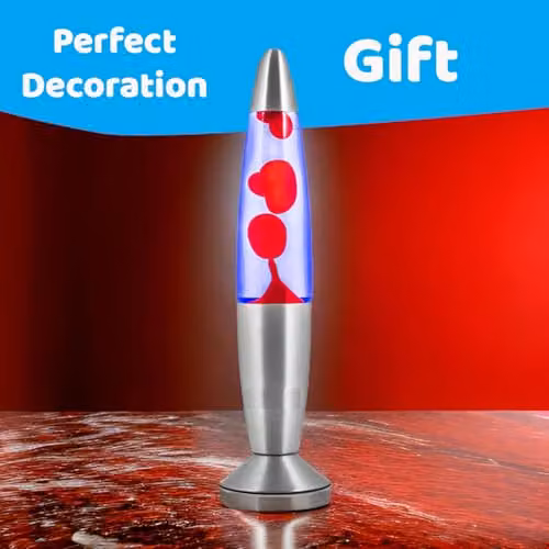 Almineez Magic 16 Inch Retro Lava Lamp with Red Wax and Blue Liquid, Silver Aluminium Base – 2