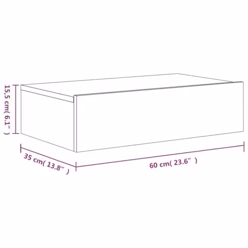 vidaXL Modern TV Cabinet with LED Lights in Smoked Oak, W: 60 cm, D: 35 cm, H: 15.5 cm – 3