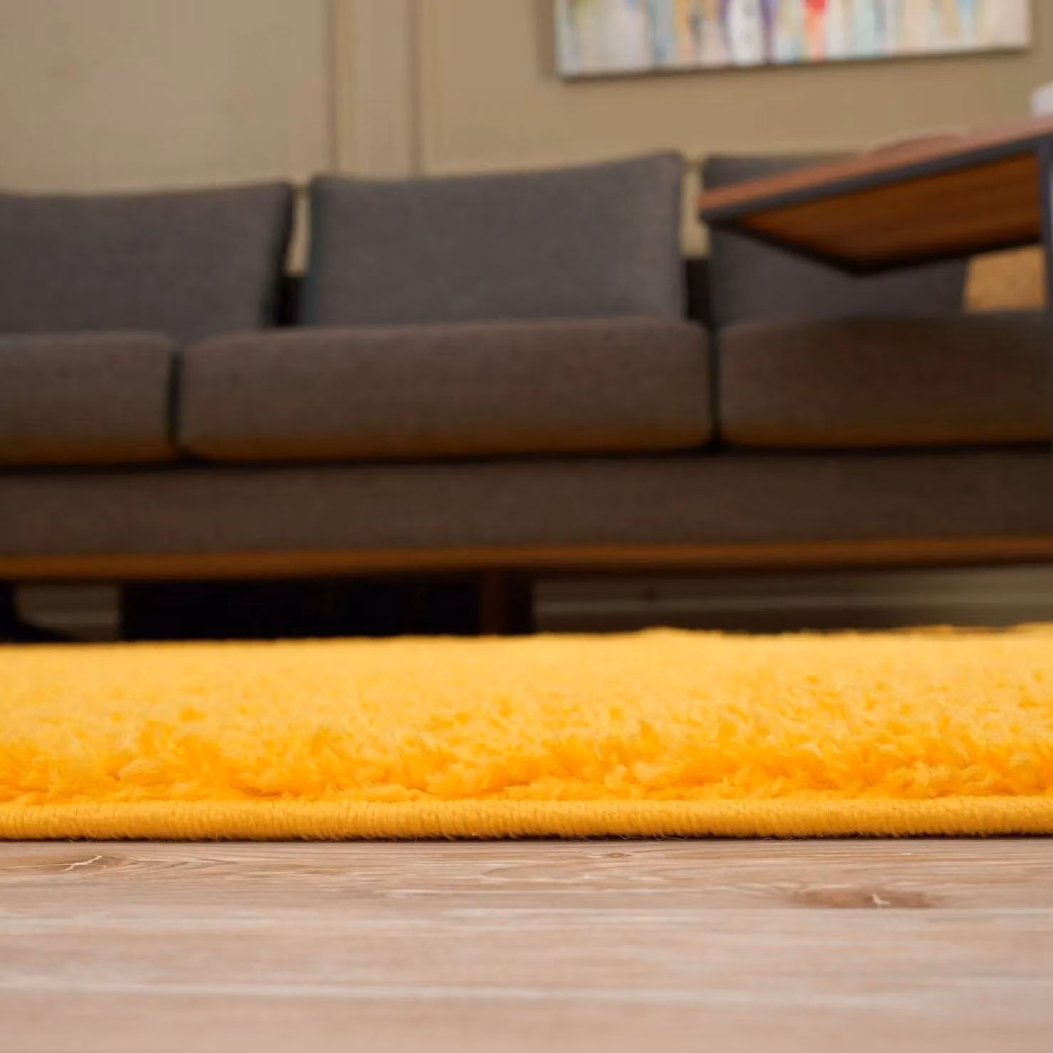 THE RUGS Soft Plain High Pile Shaggy Rug for Living Room or Bedroom, Yellow, W/D: 80 x 150 cm – 2